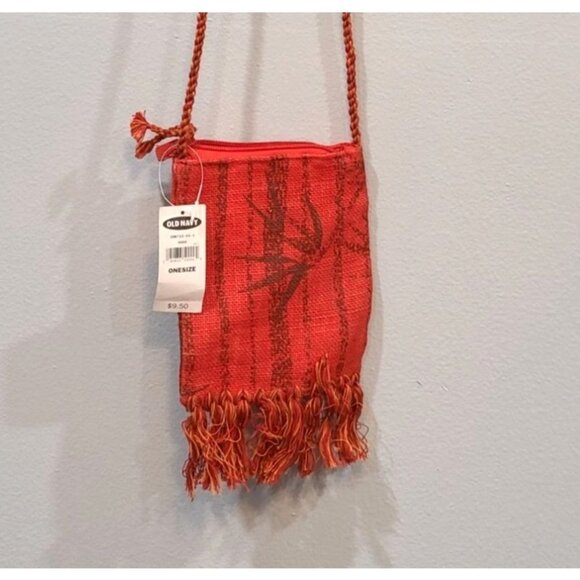 Old Navy Crossbody Bag Small Orange Handbag Boho Festival Earthcore Hippie Indie - Picture 1 of 6